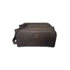 Leather & Latch Leather Dopp Kit Toiletry Travel Bag Brown Double Zip